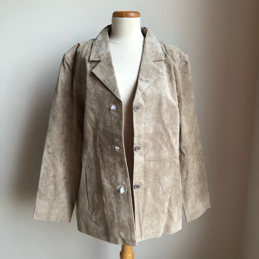 NEW L QVC DIALOGUE Washable Leather Jacket